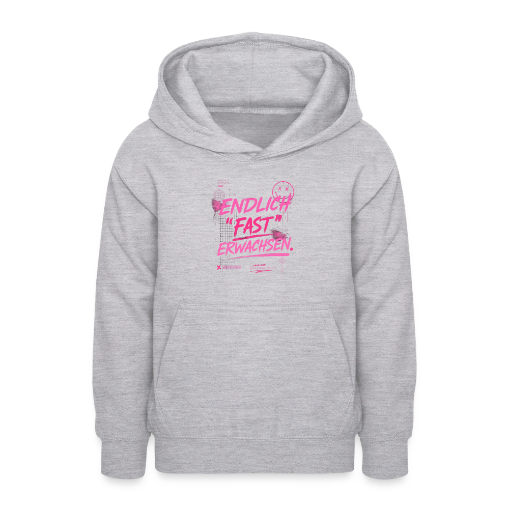 Teenager Hoodie "fast Erwachsen pink"" - Hellgrau meliert