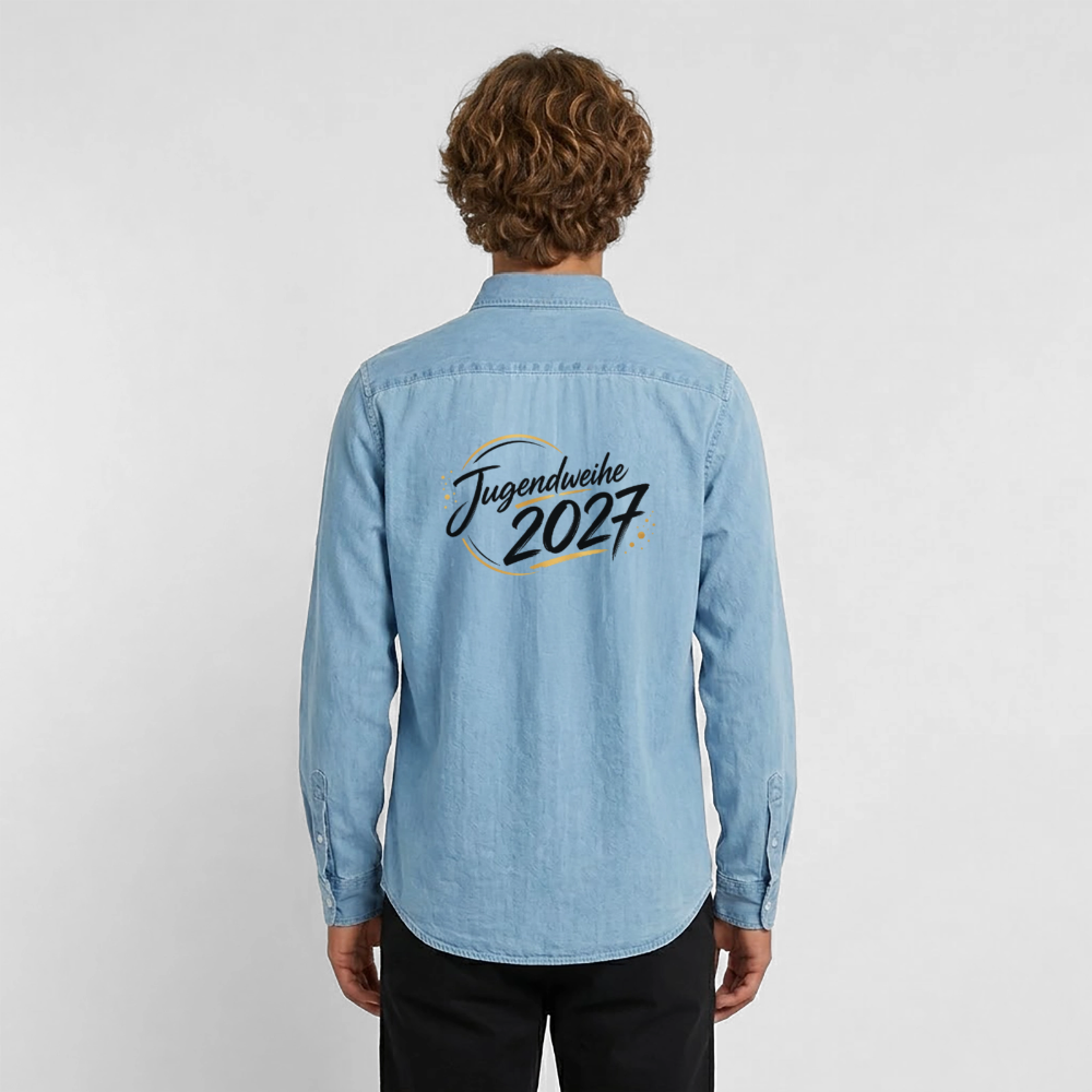 Männer Jeanshemd Organic von Stanley/Stella "Jahreslogo 2027" - verwaschenes Hellblau