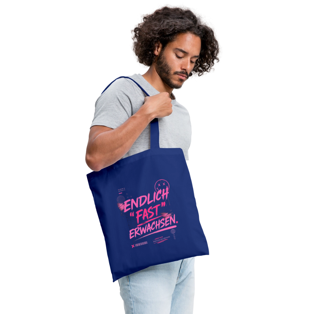 Stoffbeutel. "fast Erwachsen pink" - Royalblau