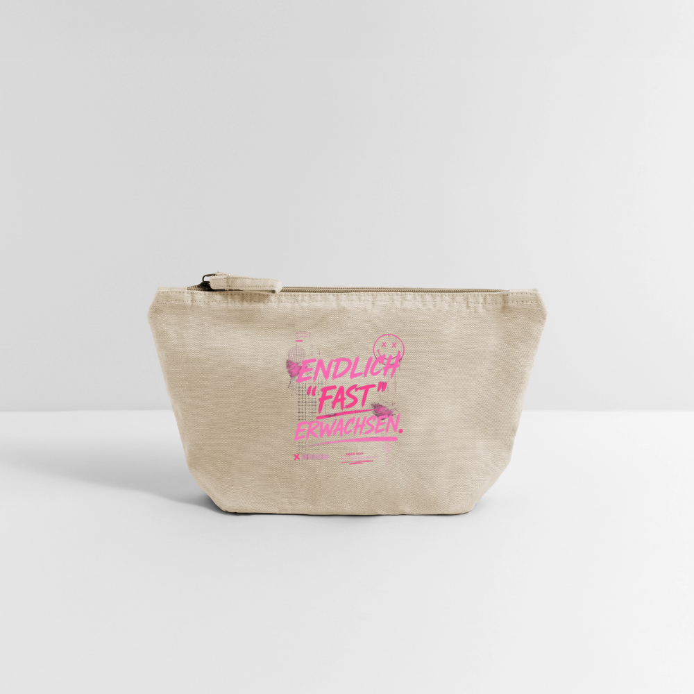 Vintage Reißverschluss-Täschchen  "fast erwachsen pink" - Vintage Sand 