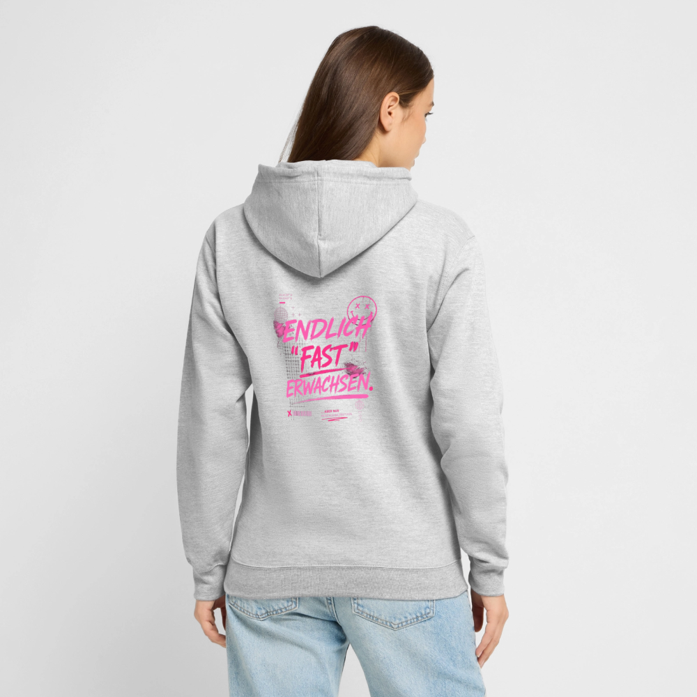 Unisex Hoodie "fast Erwachsen pink" - Hellgrau meliert