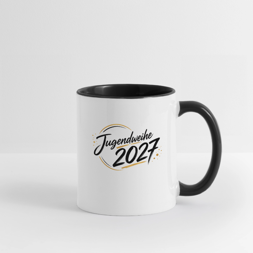 Tasse zweifarbig mit Jahreslogo 2027 - Weiß/Schwarz