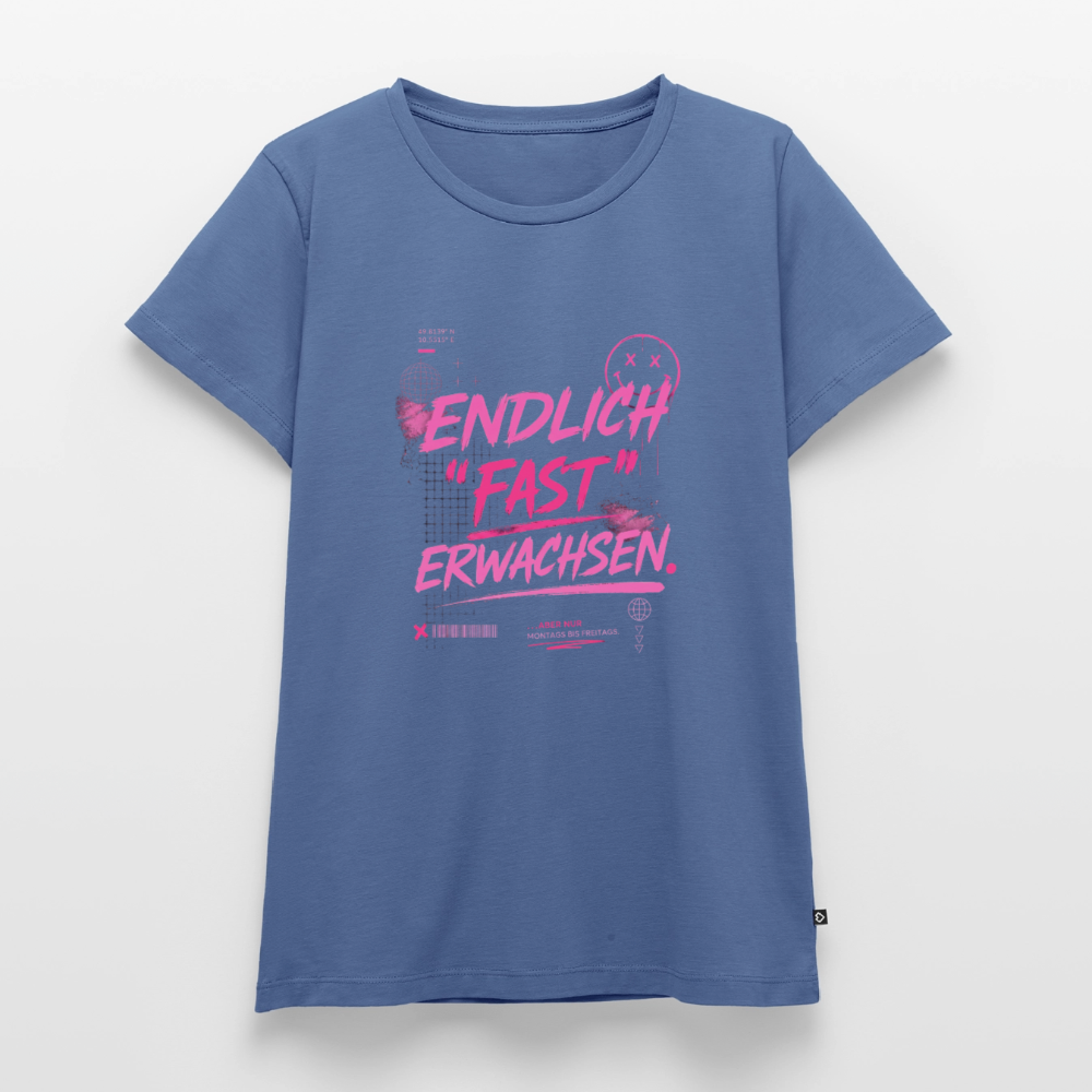 Frauen Premium T-Shirt nachhaltig "fast Erwachsen pink" - Taubenblau
