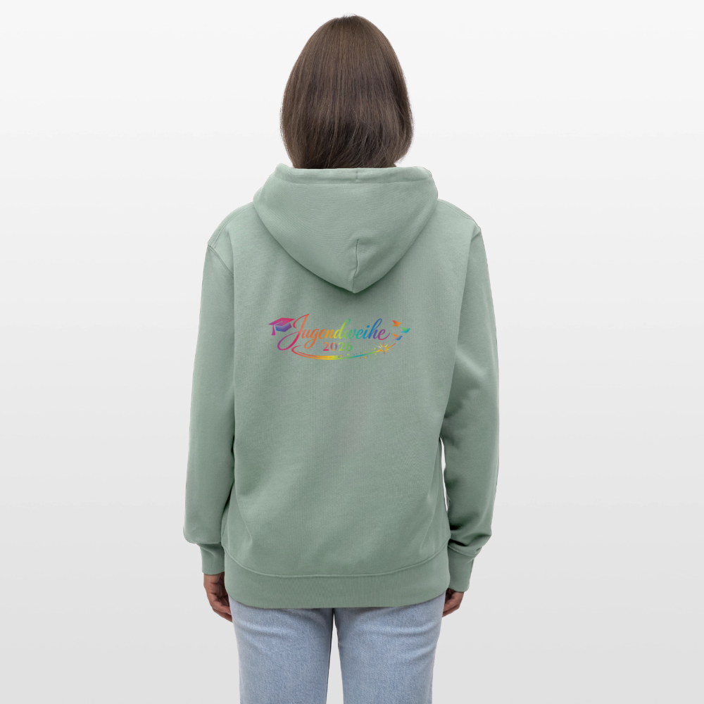 Stanley/Stella Unisex Bio-Kapuzenjacke CULTIVATOR  "Jahreslogo 2026" - Helles Graugrün