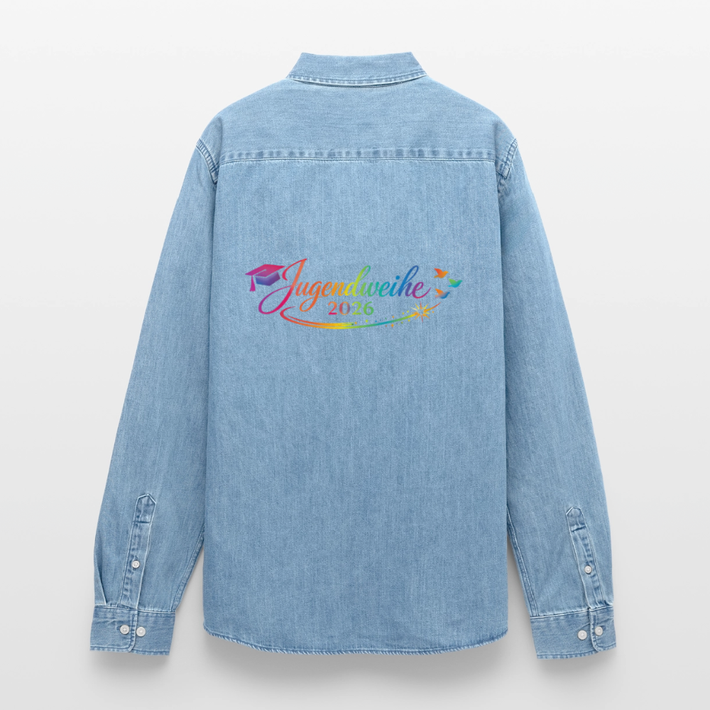 Männer Jeanshemd Organic von Stanley/Stella "Jahreslogo 2026" - verwaschenes Hellblau