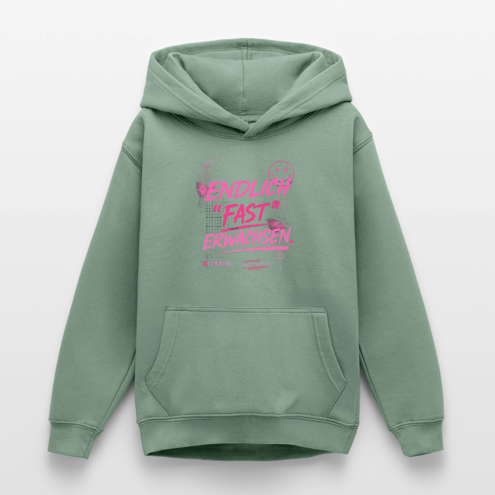 Teenager Hoodie "fast Erwachsen pink"" - Graugrün