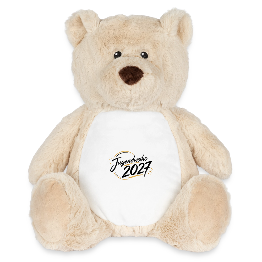 Plüschtier Teddy 32 cm mit Jahreslogo 2027 - Weiß/Mittelbraun