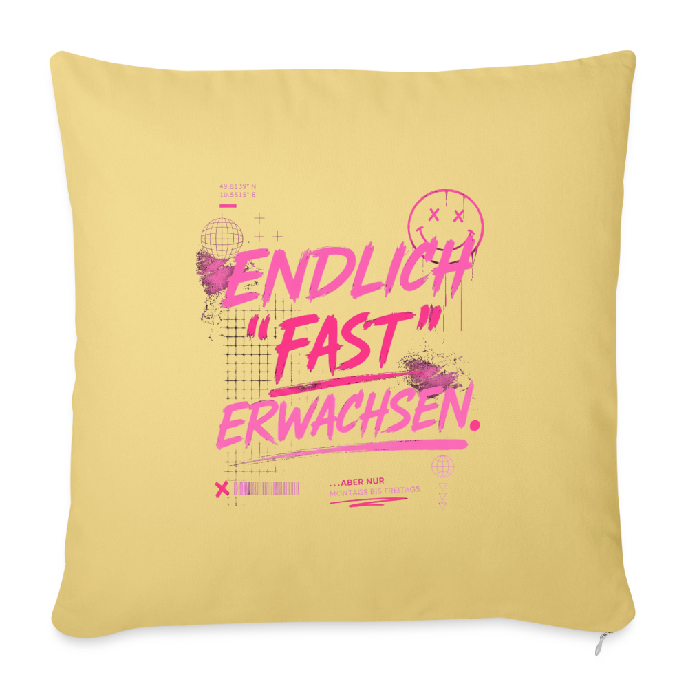 Sofakissen mit Füllung 44 x 44 cm "fast Erwachsen pink" - Hellgelb