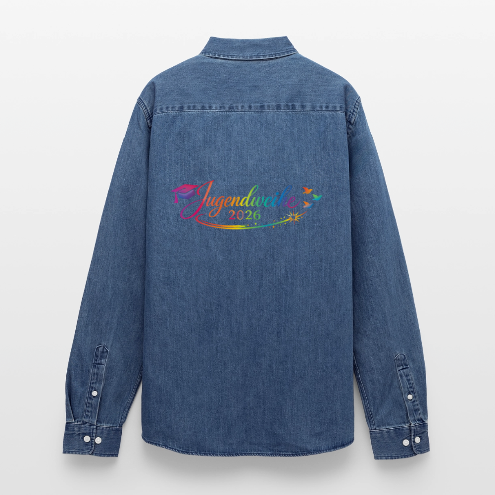 Männer Jeanshemd Organic von Stanley/Stella "Jahreslogo 2026" - verwaschenes Mittelblau 