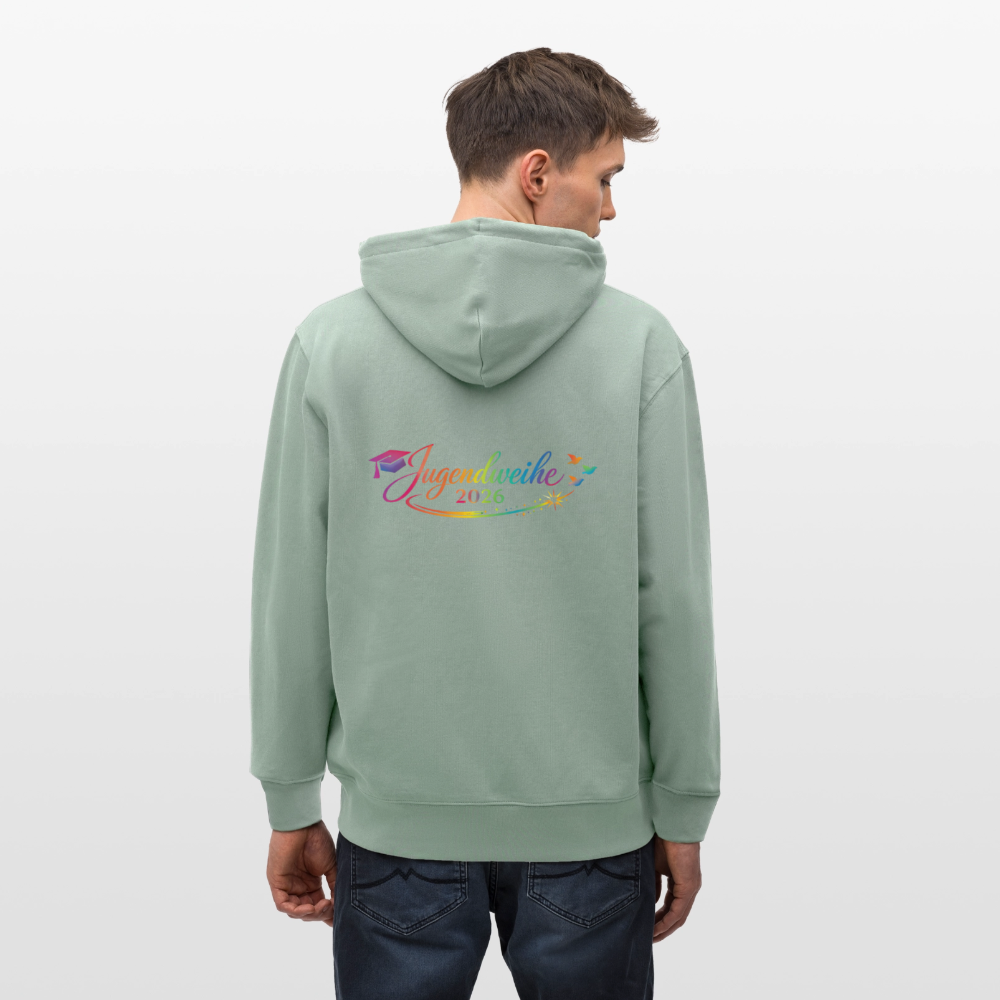 Stanley/Stella Unisex Bio-Kapuzenjacke CULTIVATOR  "Jahreslogo 2026" - Helles Graugrün