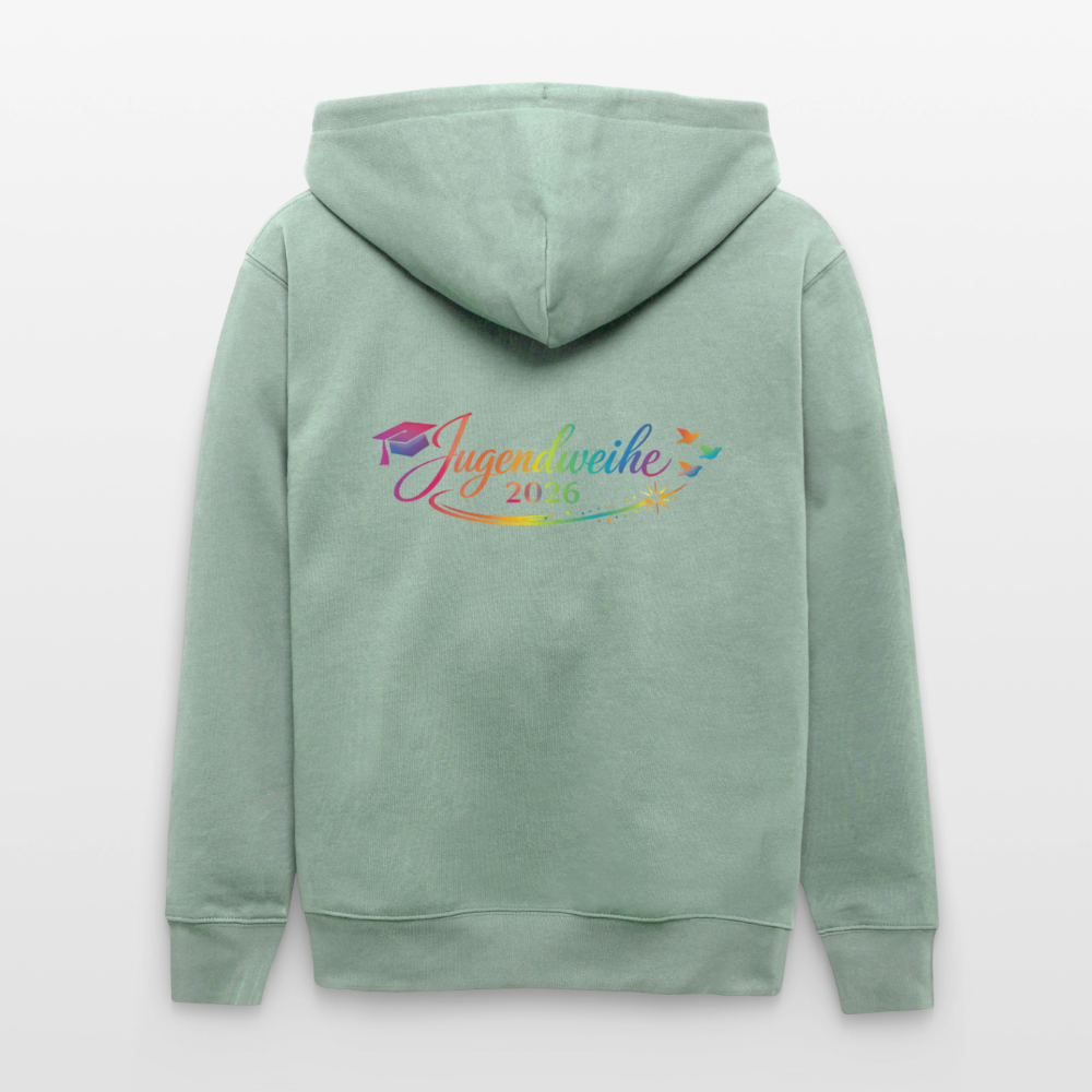 Stanley/Stella Unisex Bio-Kapuzenjacke CULTIVATOR  "Jahreslogo 2026" - Helles Graugrün