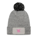 Strick Patch Beanie mit Bommel " fast Erwachsen pink" - Grau meliert