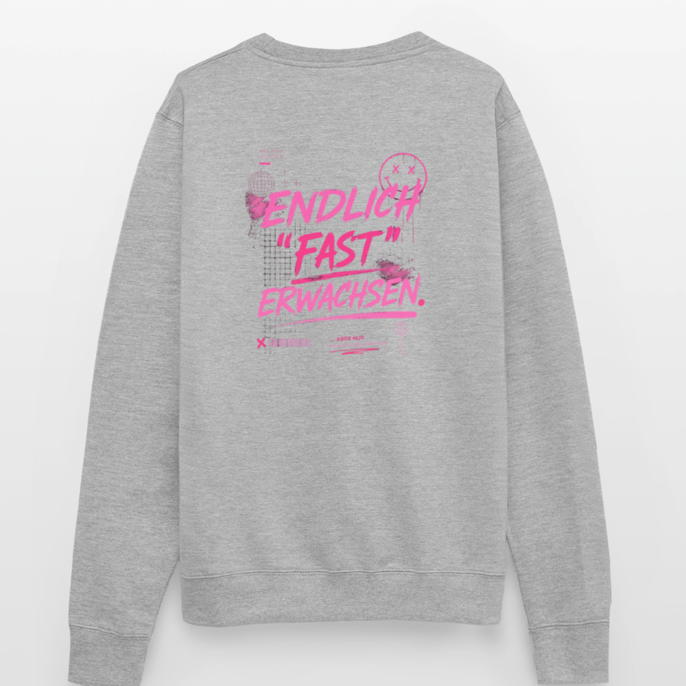 Unisex Pullover " fast Erwachsen pink" - Weißgrau meliert