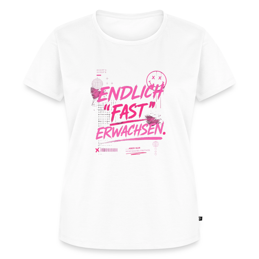 Frauen Premium T-Shirt nachhaltig "fast Erwachsen pink" - Weiß