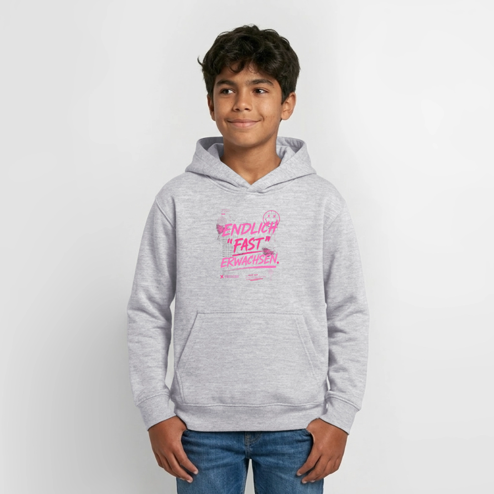 Teenager Hoodie "fast Erwachsen pink"" - Hellgrau meliert