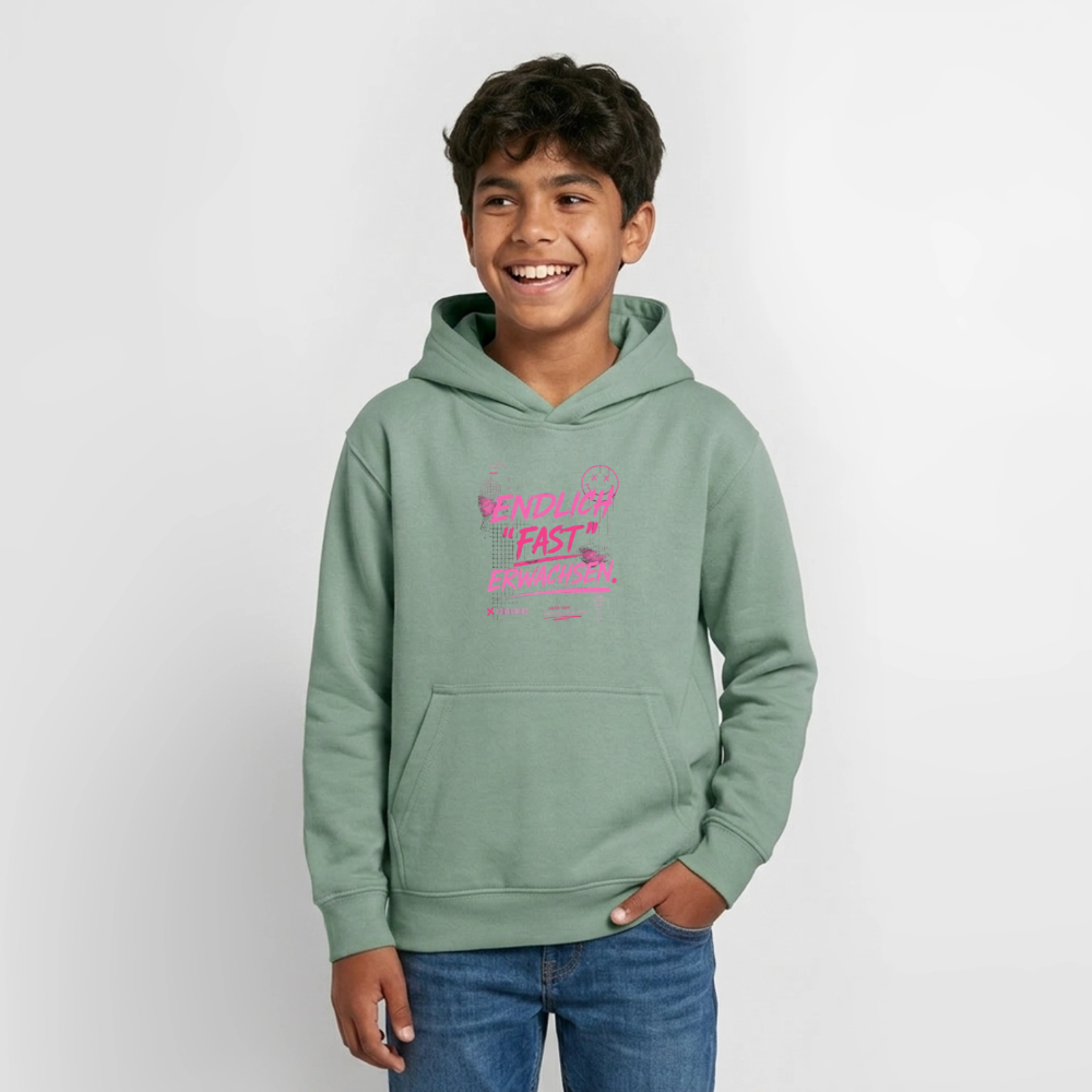 Teenager Hoodie "fast Erwachsen pink"" - Graugrün