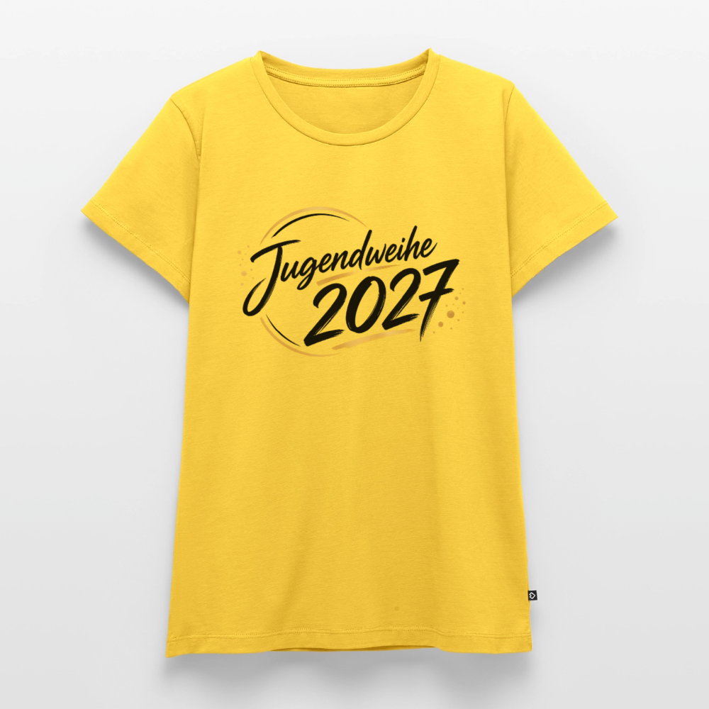 Frauen Premium T-Shirt nachhaltig "Jahreslogo 2027" - Sonnengelb
