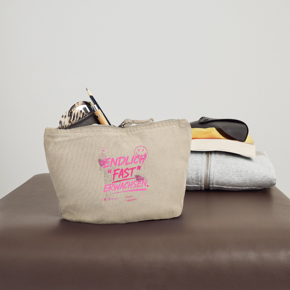 Vintage Reißverschluss-Täschchen  "fast erwachsen pink" - Vintage Sand 