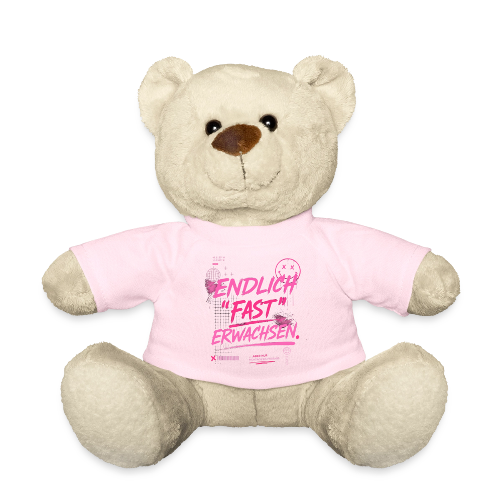 Teddy mit Statement "fast Erwachsen pink" - Hellrosa