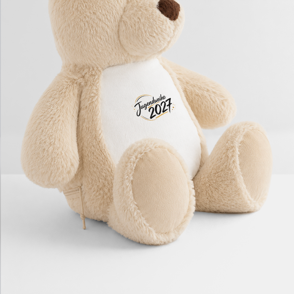 Plüschtier Teddy 32 cm mit Jahreslogo 2027 - Weiß/Mittelbraun