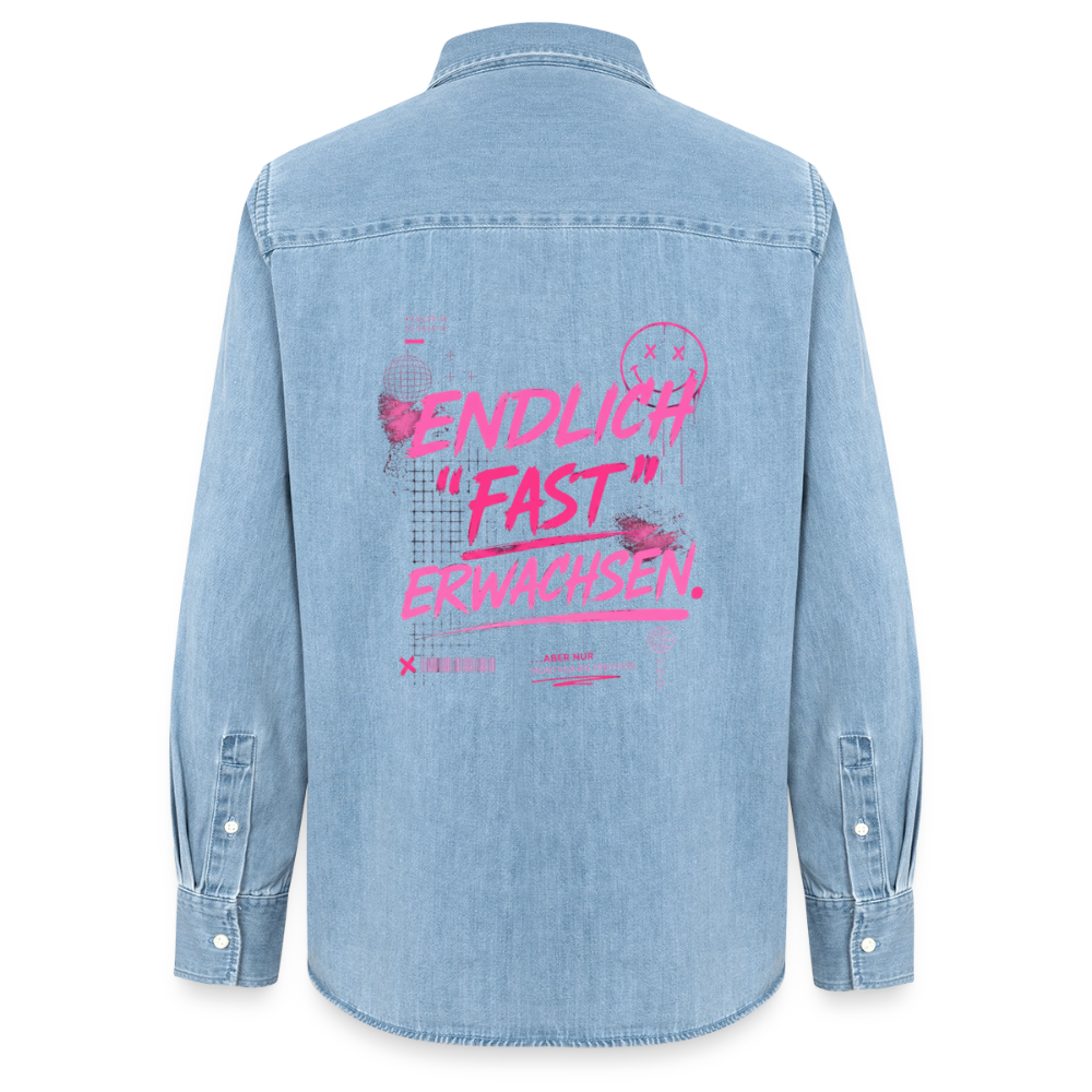 Frauen Jeanshemd Organic von Stanley/Stella "fast Erwachsen pink" - verwaschenes Hellblau