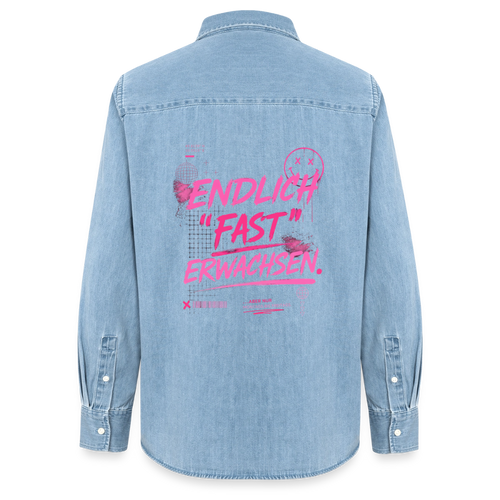 Frauen Jeanshemd Organic von Stanley/Stella "fast Erwachsen pink" - verwaschenes Hellblau