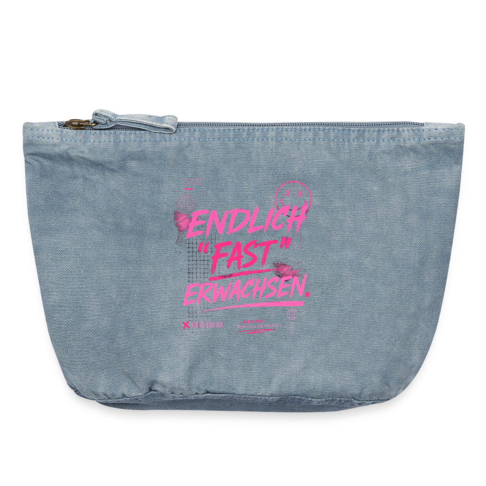 Vintage Reißverschluss-Täschchen  "fast erwachsen pink" - vintage light blue
