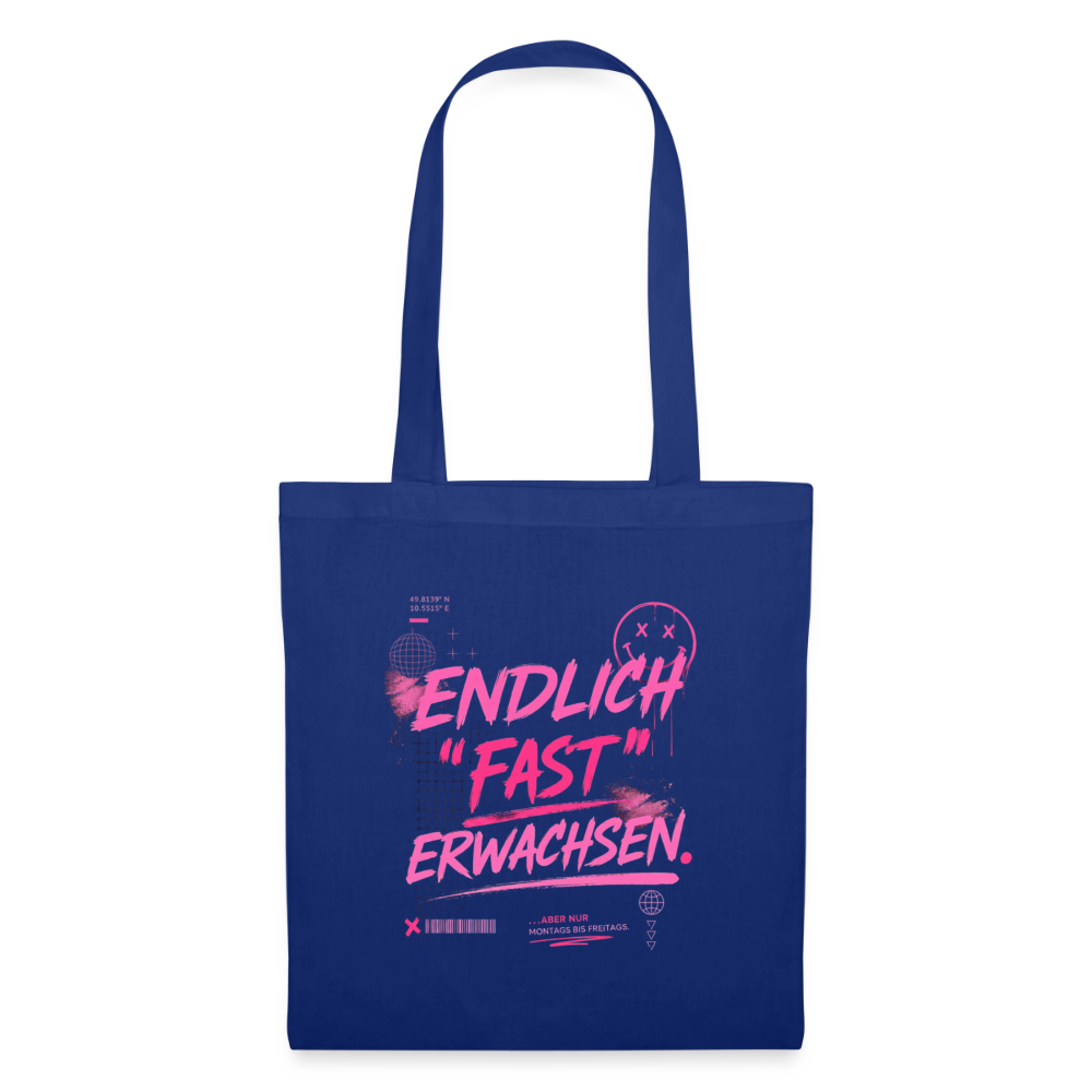 Stoffbeutel. "fast Erwachsen pink" - Royalblau