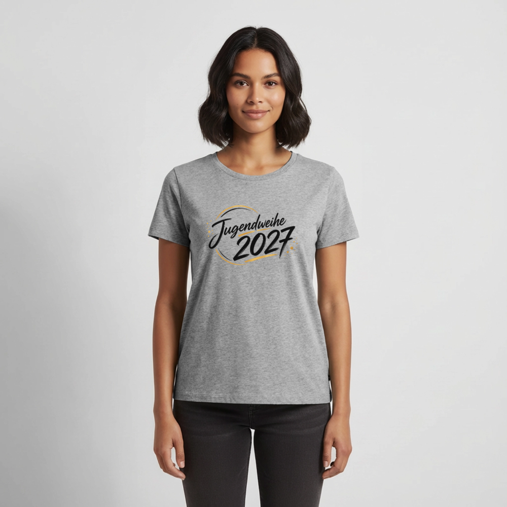 Frauen Premium T-Shirt nachhaltig "Jahreslogo 2027" - Grau meliert