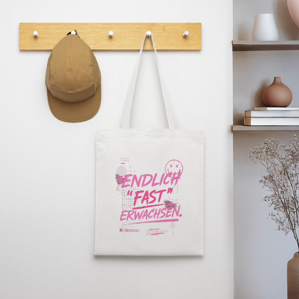 Stoffbeutel. "fast Erwachsen pink" - Weiß