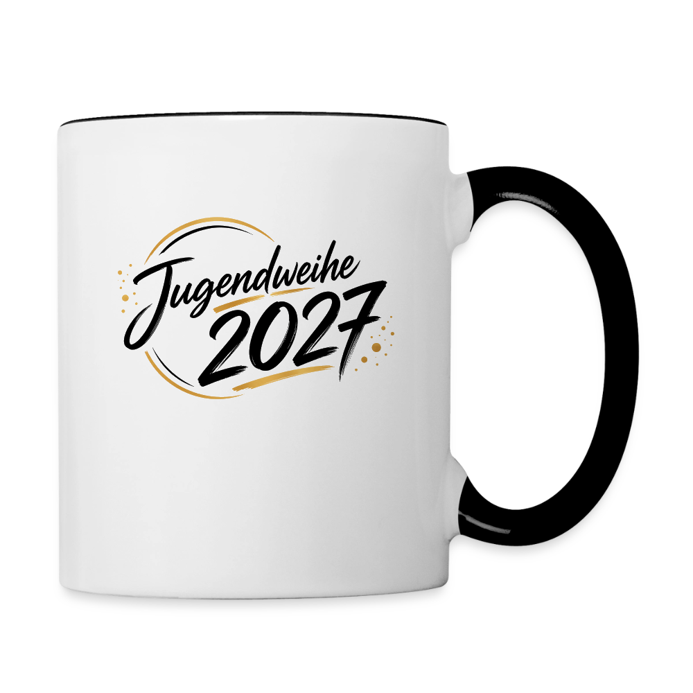 Tasse zweifarbig mit Jahreslogo 2027 - Weiß/Schwarz