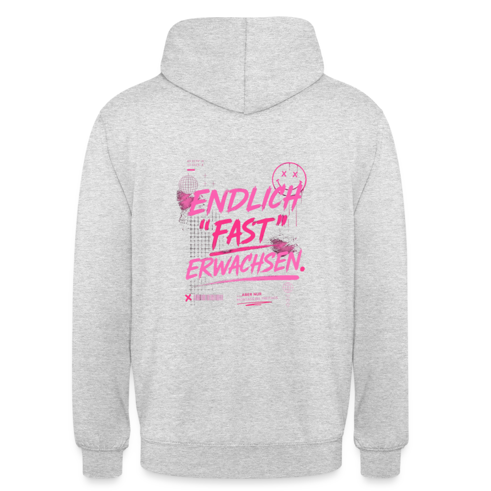 Unisex Hoodie "fast Erwachsen pink" - Hellgrau meliert