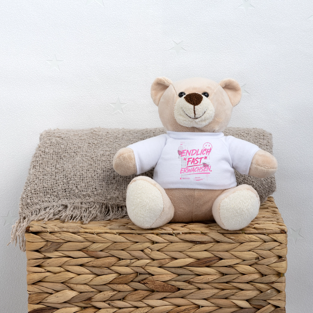 Teddy mit Statement "fast Erwachsen pink" - Weiß