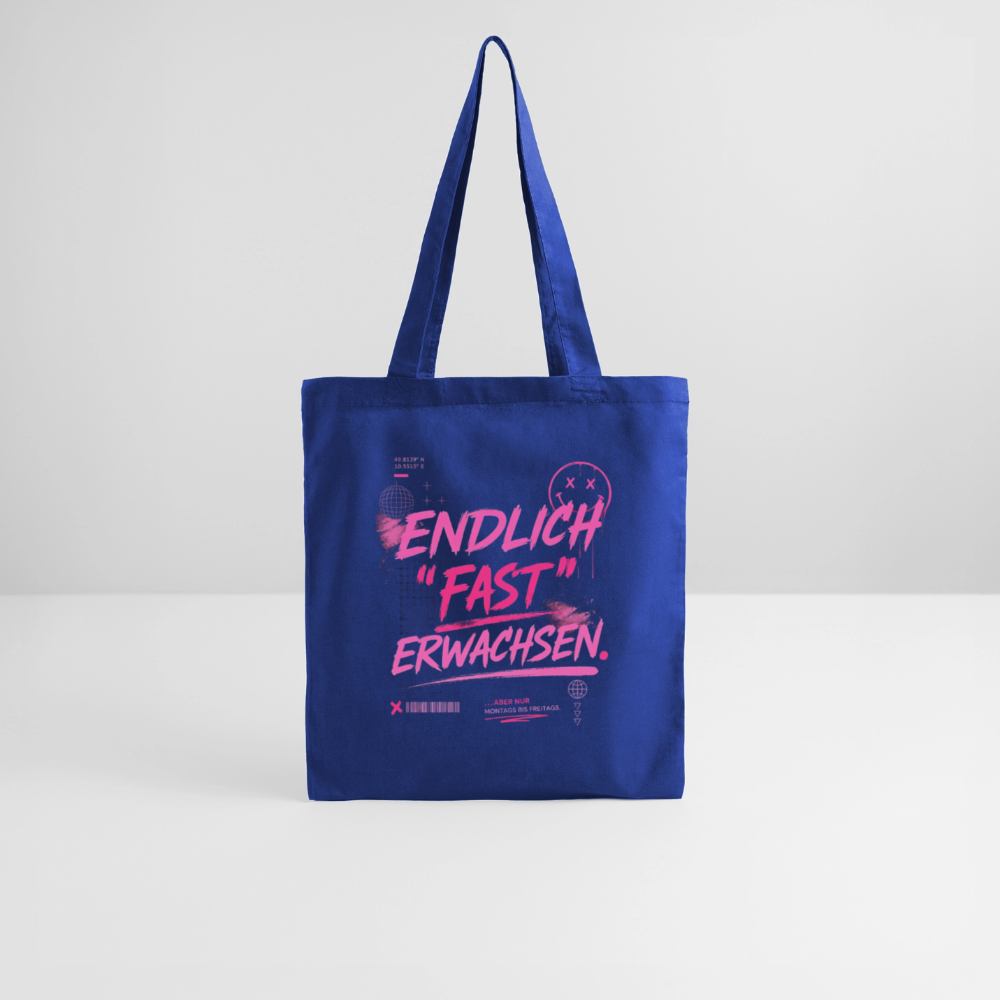 Stoffbeutel. "fast Erwachsen pink" - Royalblau