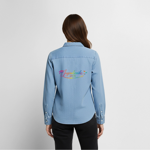 Frauen Jeanshemd Organic von Stanley/Stella "Jahreslogo 2026" - verwaschenes Hellblau