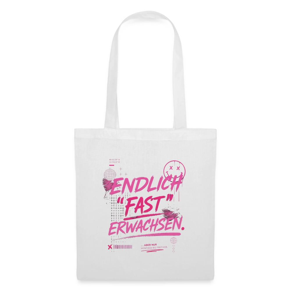 Stoffbeutel. "fast Erwachsen pink" - Weiß