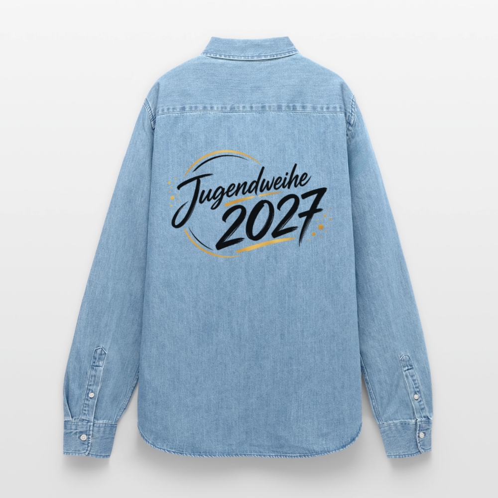 Frauen Jeanshemd Organic von Stanley/Stella "Jahreslogo 2027" - verwaschenes Hellblau