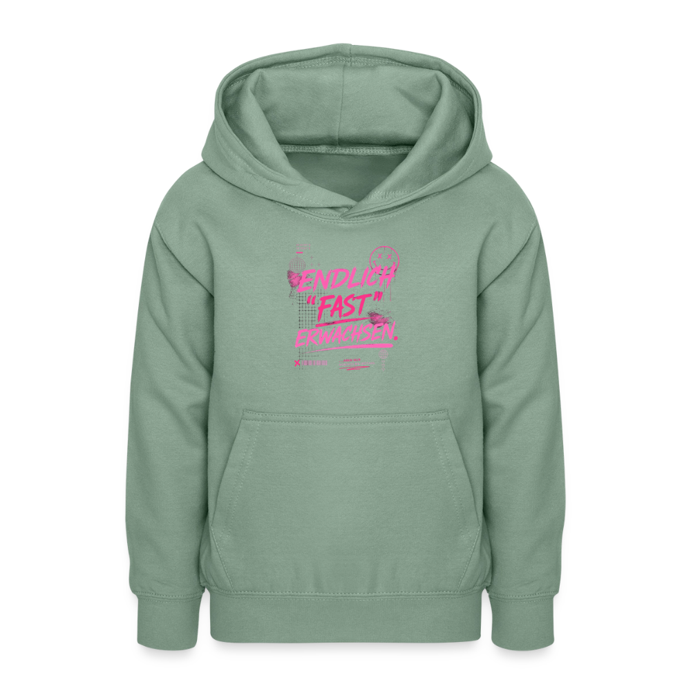 Teenager Hoodie "fast Erwachsen pink"" - Graugrün