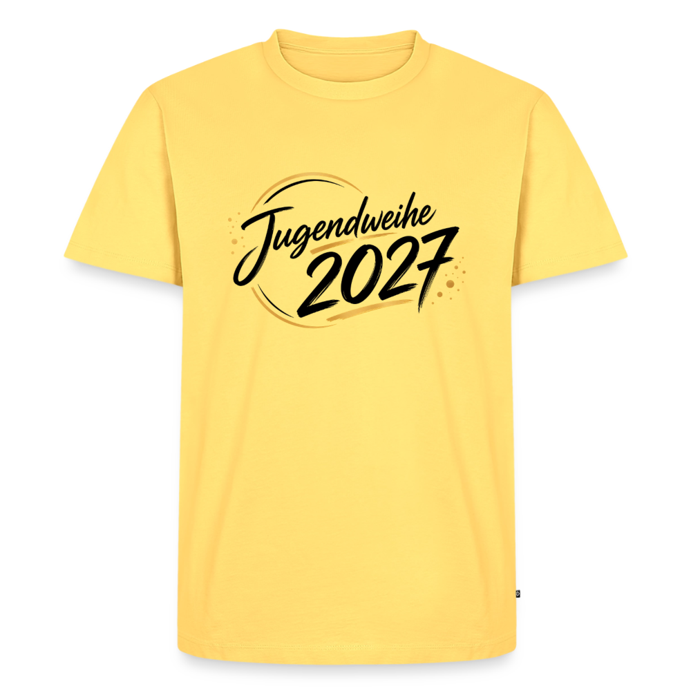 Männer Premium T-Shirt "Jahreslogo 2027" - Pastellgelb