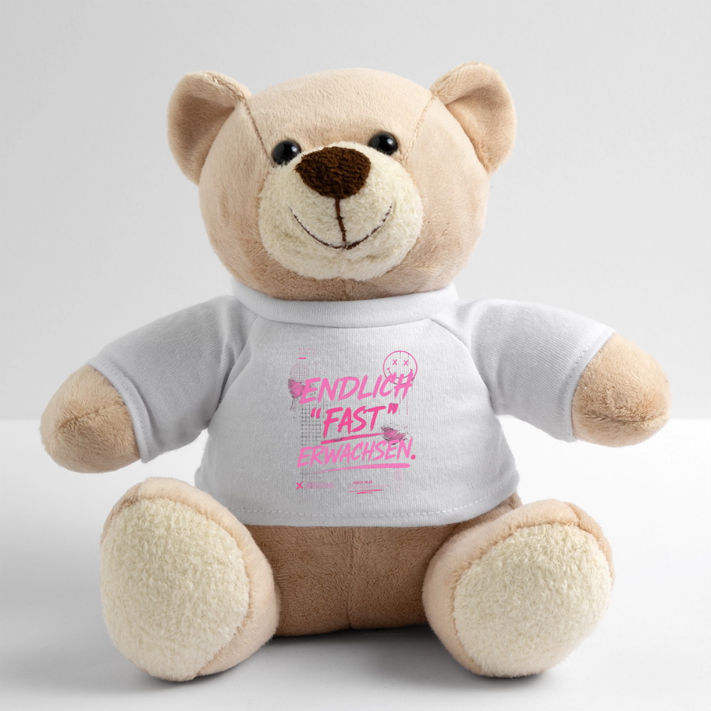 Teddy mit Statement "fast Erwachsen pink" - Weiß