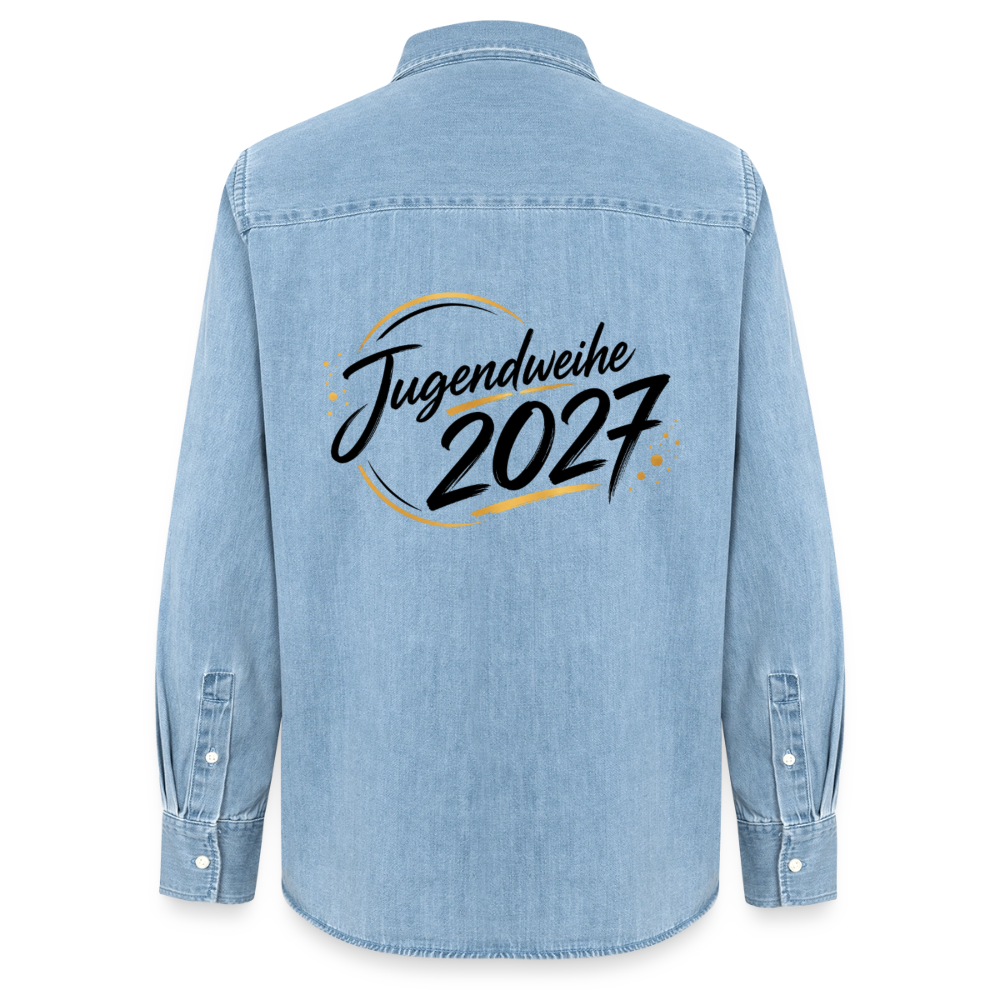 Frauen Jeanshemd Organic von Stanley/Stella "Jahreslogo 2027" - verwaschenes Hellblau