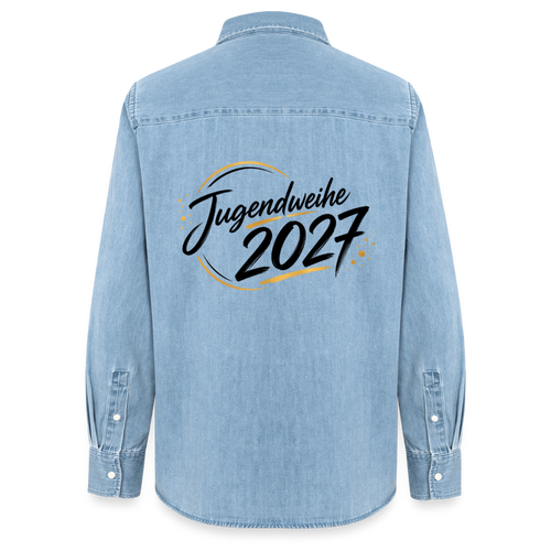 Frauen Jeanshemd Organic von Stanley/Stella "Jahreslogo 2027" - verwaschenes Hellblau