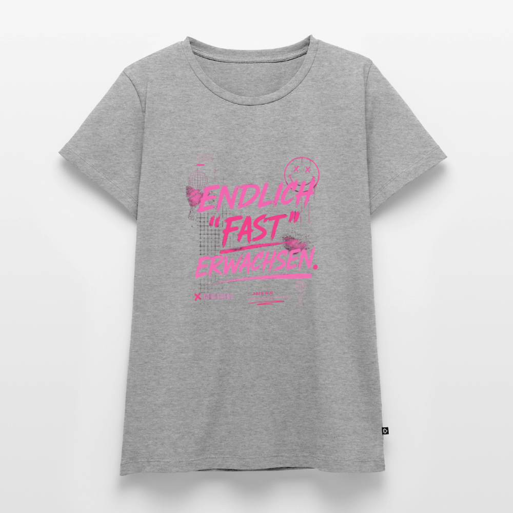 Frauen Premium T-Shirt nachhaltig "fast Erwachsen pink" - Grau meliert