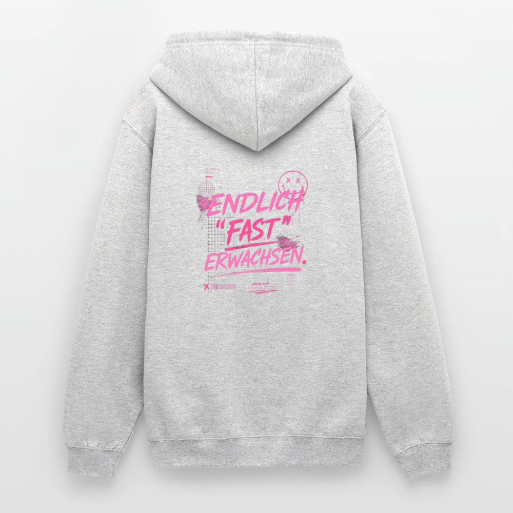 Unisex Hoodie "fast Erwachsen pink" - Hellgrau meliert