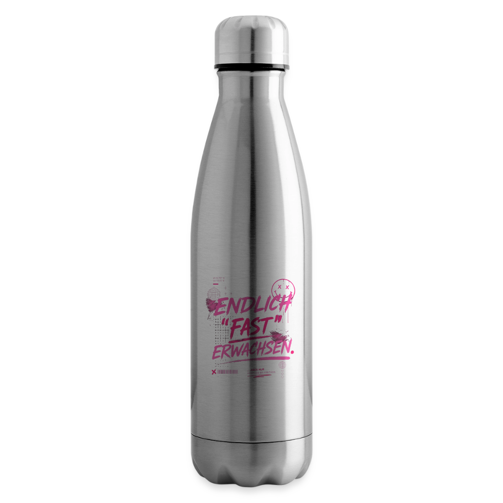 Isolierflasche mit Statement "fast Erwachsen pink" - Lightsilver