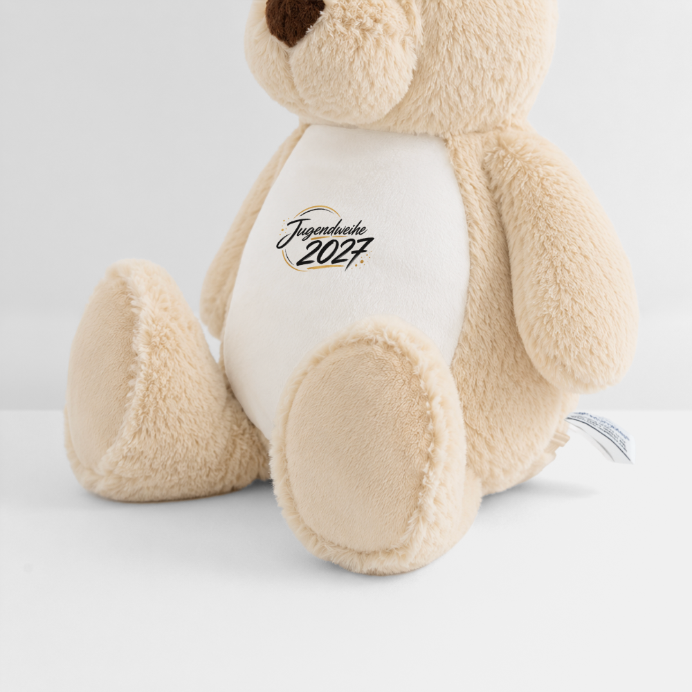 Plüschtier Teddy 32 cm mit Jahreslogo 2027 - Weiß/Mittelbraun