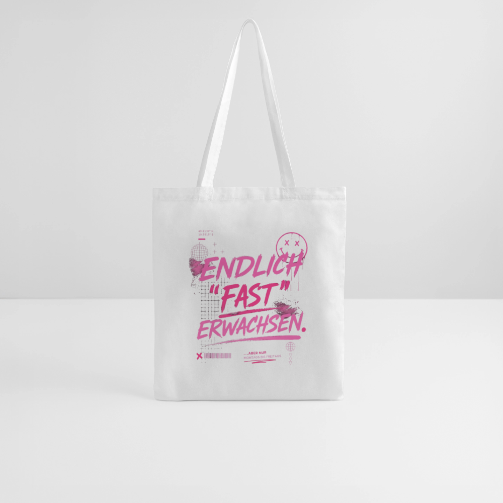 Stoffbeutel. "fast Erwachsen pink" - Weiß