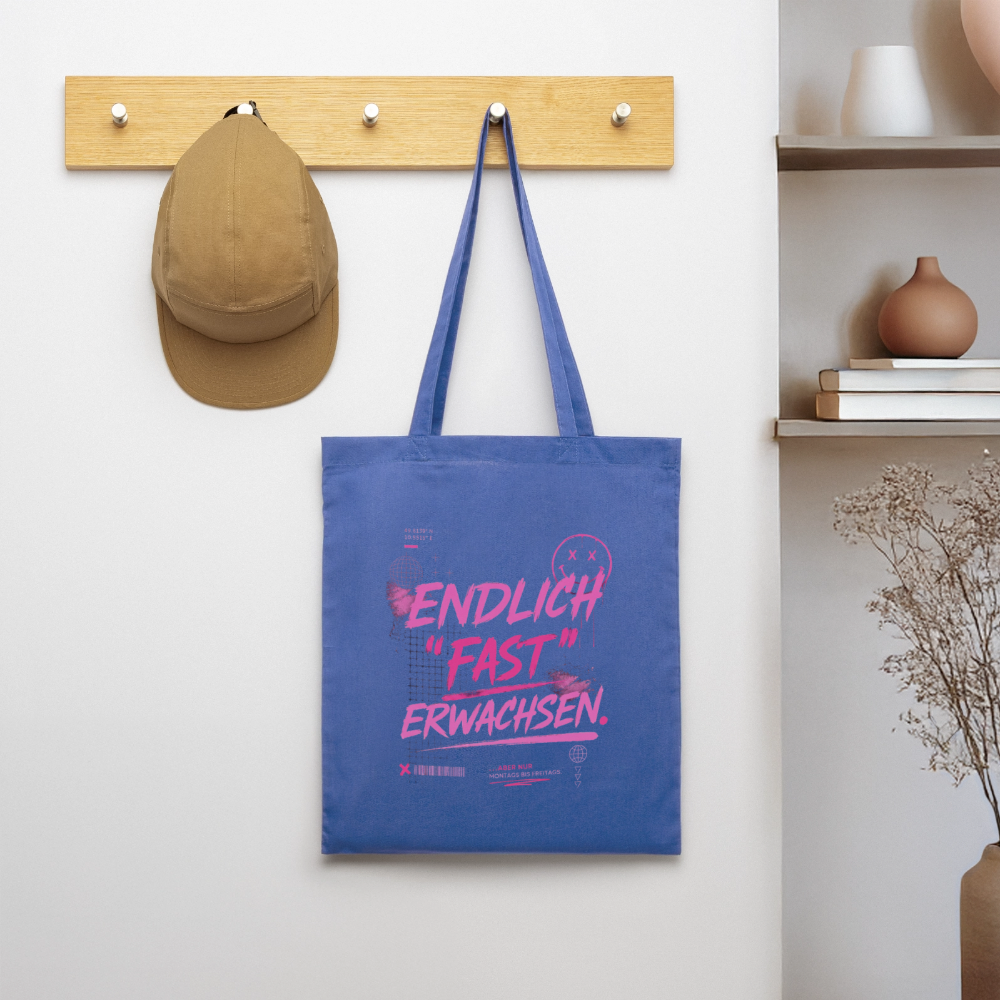 Stoffbeutel. "fast Erwachsen pink" - Hellblau
