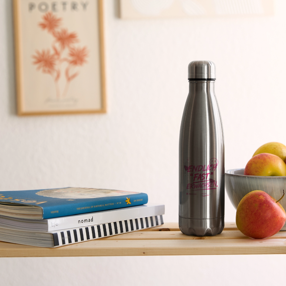 Isolierflasche mit Statement "fast Erwachsen pink" - Lightsilver