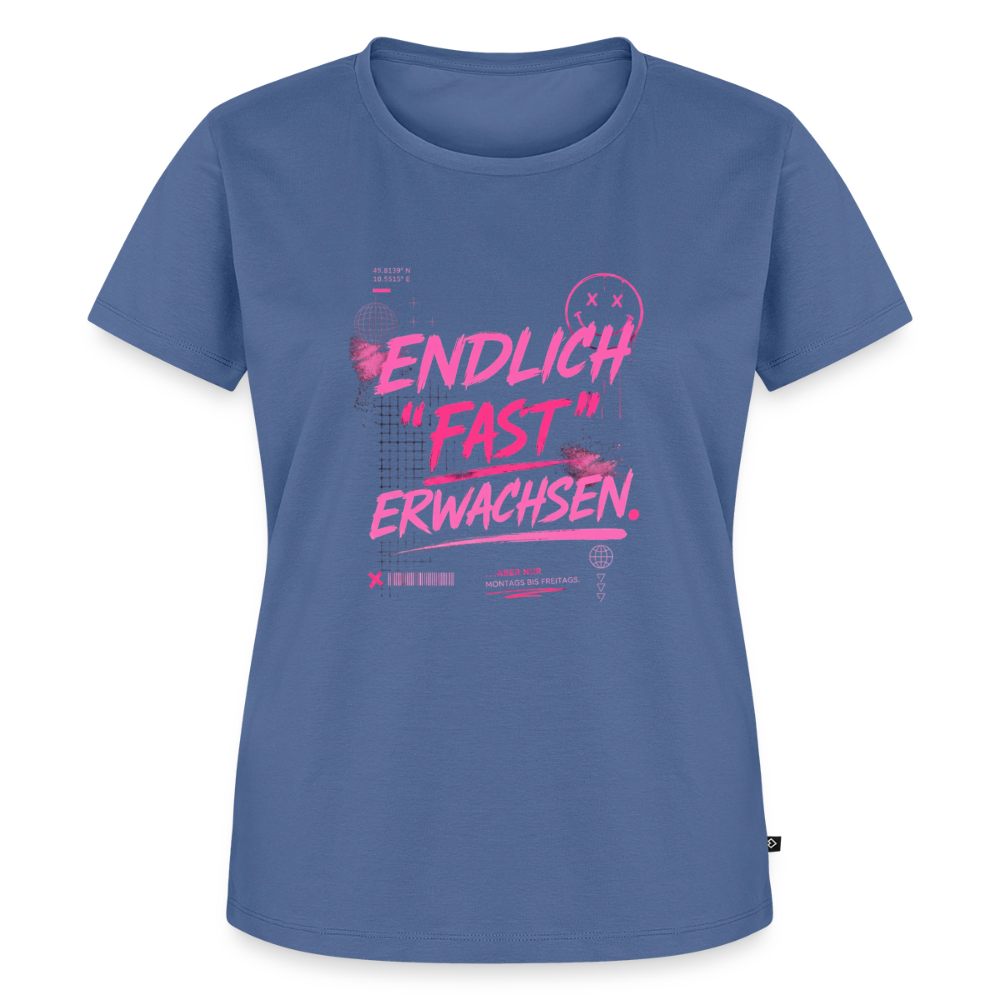 Frauen Premium T-Shirt nachhaltig "fast Erwachsen pink" - Taubenblau